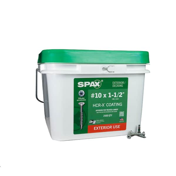 SPAX #10 x 1-1/2 in. Exterior Flat Head Deck Wood Screws Construction Torx T-Star Plus (2500 Each) Bulk Pail Bit Included