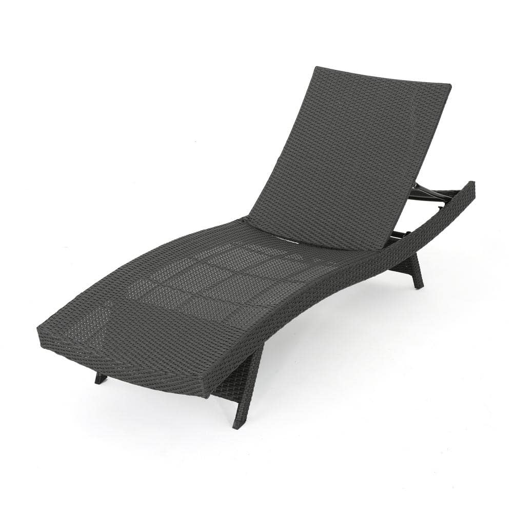 Gray Wicker Adjustable Outdoor Chaise Lounge Chair