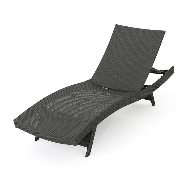 Salem Gray 1-Piece Faux Rattan Outdoor Patio Chaise Lounge
