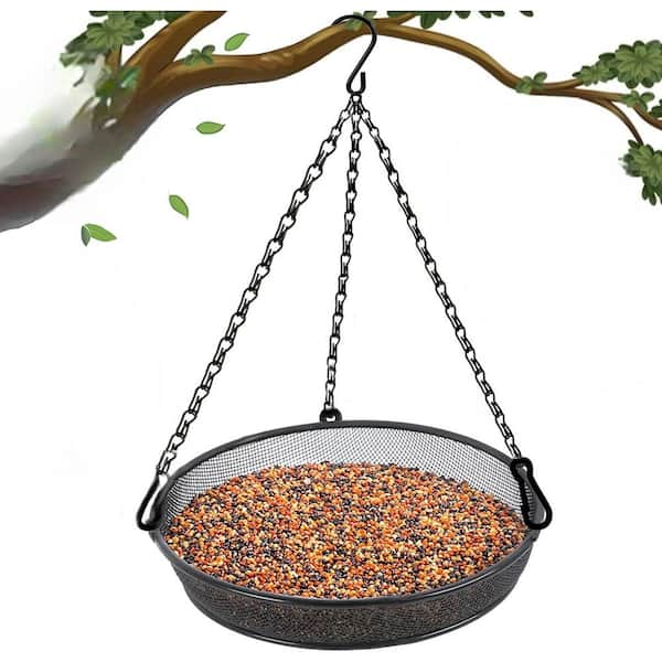 Justincity Hanging Bird Feeder for Garden Yard Tray Metal Mesh Platform