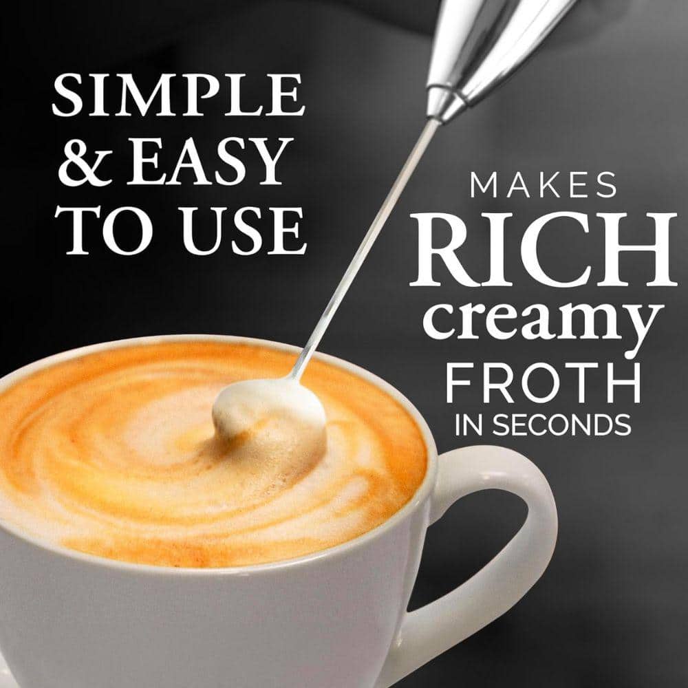 Executive Series Silver Stainless Steel Handheld Milk Frother