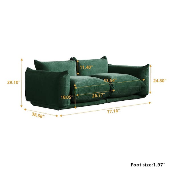 J&E Home 77.16 in. Square Arm 2-Piece Chenille Rectangle