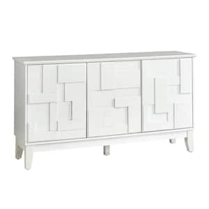 Suzanne White Wood MDF 58 in. Adjustable Sideboard with Wine Rack