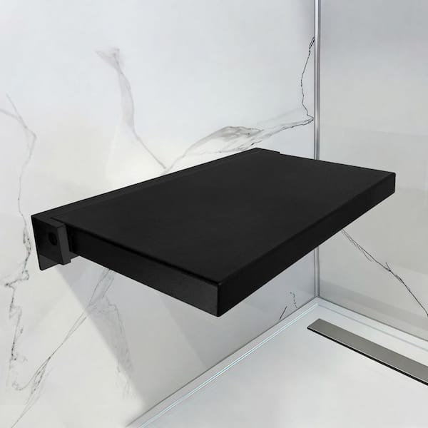 Preston 20 in. W x 14 in. D Vinyl Flip-Up Shower Seat in Black and Matte Black