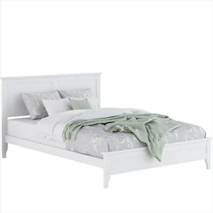 Modern Elegant White Solid Wood Full Platform Bed (54.33 in. W x 38.20 in. H)