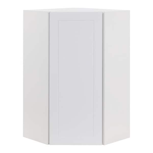 Hampton Bay Cambridge White Shaker Assembled Corner Wall Cabinet with 1 Soft Close Door (24 in. W x 12.5 in. D x 42 in. H)