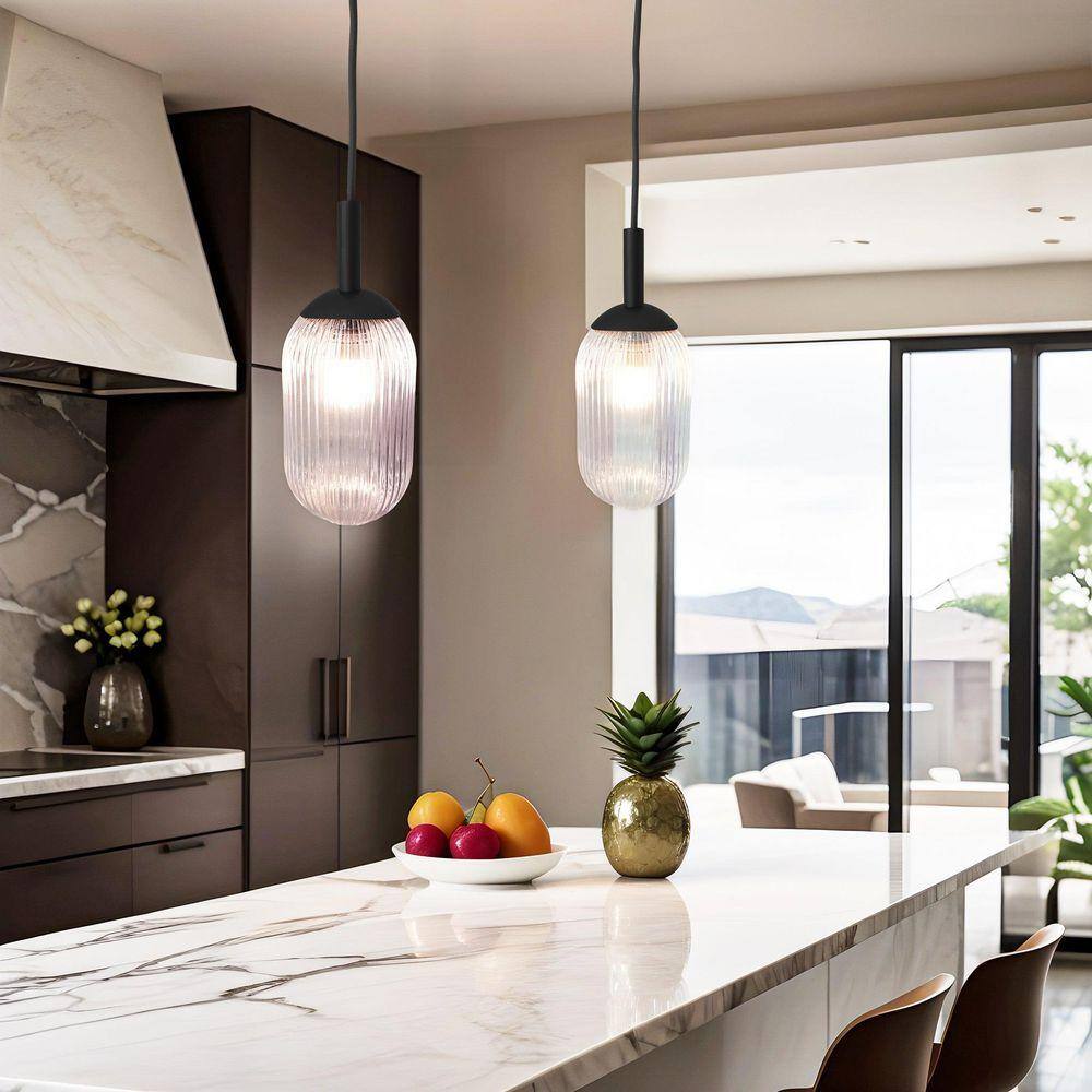 60-Watt 1-Light Black Mini Pendant Light with Clear Glass Shade and No Bulb Included price history on PriceWatchPro