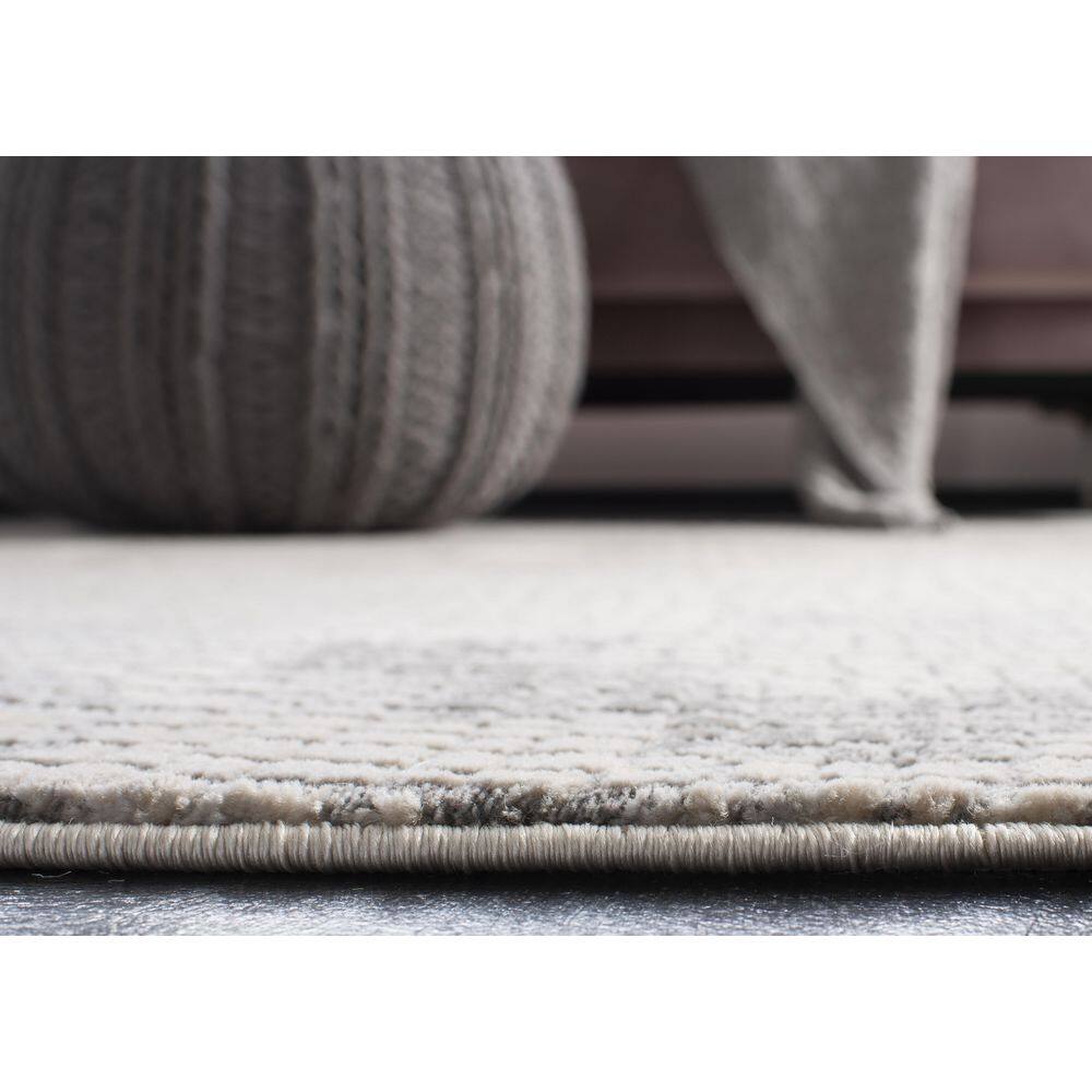 Gray Abstract 9' x 12' Stain-Resistant Synthetic Area Rug