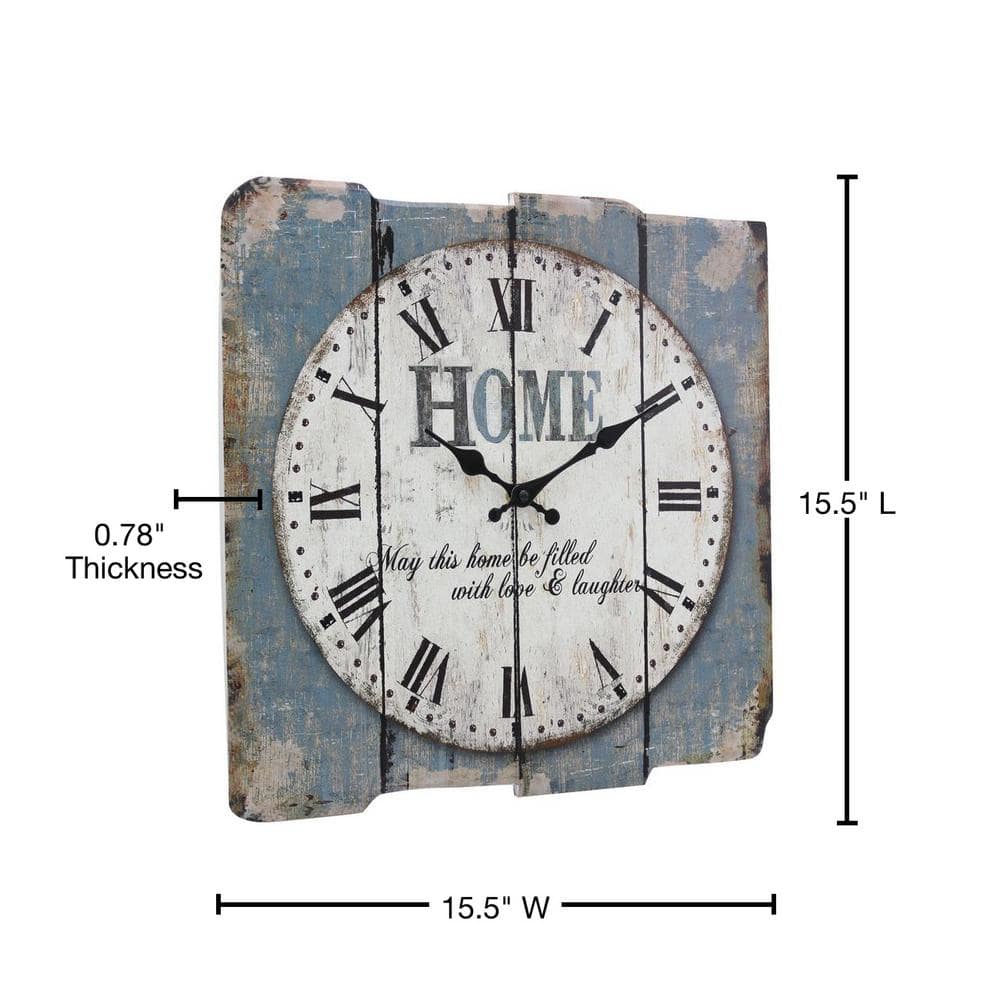 15.7" Blue and White Farmhouse Wooden Wall Clock