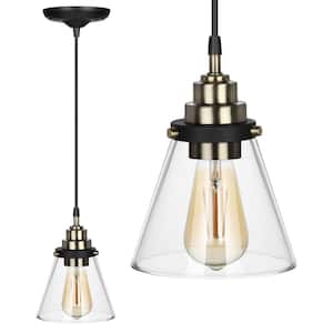 Edison 60-Watt 1-Light Black Shaded Pendant Light with etched Metal Shade, No Bulbs Included