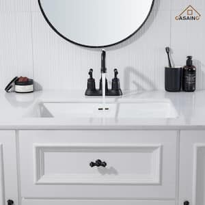 4 in. Centerset Double Handle 2 holes Bathroom Sink Faucet Lavatory Faucet with Stainless steel Drain in Matte Black