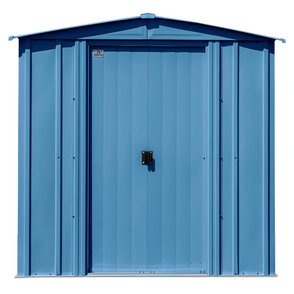 6 ft. x 7 ft. Blue Grey Steel Storage Shed with Sliding Doors