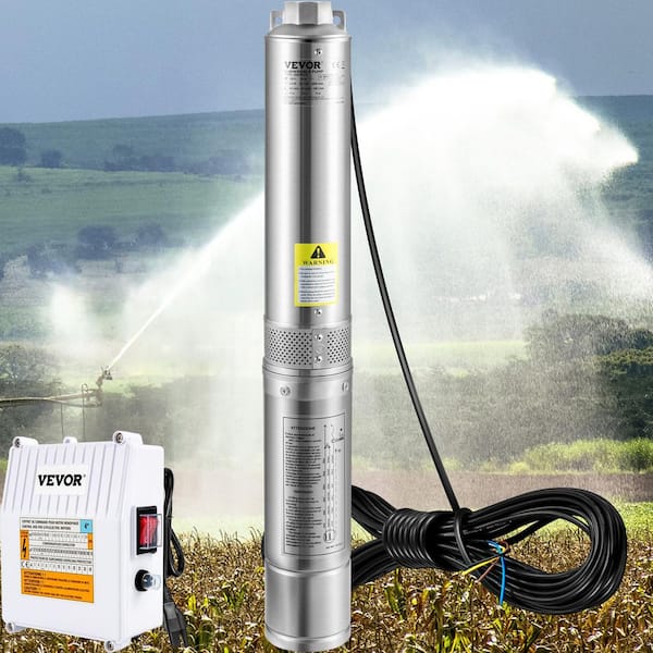 Deep Well Submersible Pump 1.5HP 115V 37 GPM 276 ft. Head Water Pump with 33 ft. Cord & External Control Box for Home