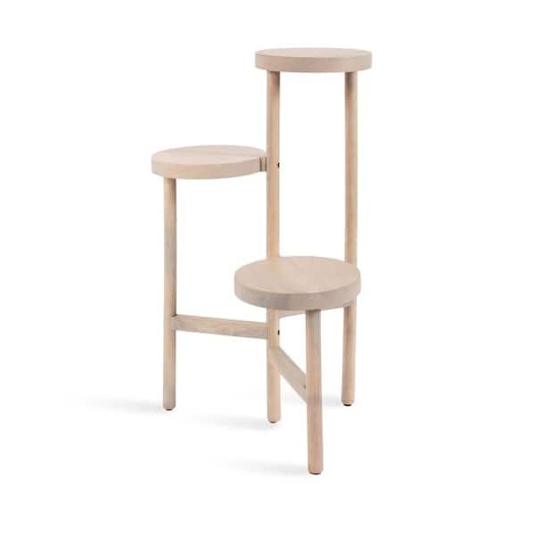 Fitley 16 in. White Round Solid Wood Indoor Plant Stand