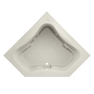 Signature 60 in. x 60 in. Neo Angle Whirlpool Bathtub Center Drain in Oyster with Heater