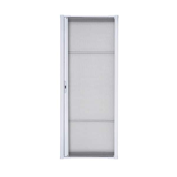 32 in. to 36in x 80 in. Universal/Reversible White Aluminum Retractable Screen Door Fit Range for Single Entry