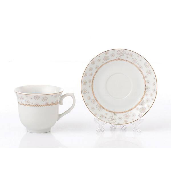 Lorren Home Trends Porcelain Tea/Coffee Set-Service for 4 Gold Floral  Design Rosalia-4 - The Home Depot