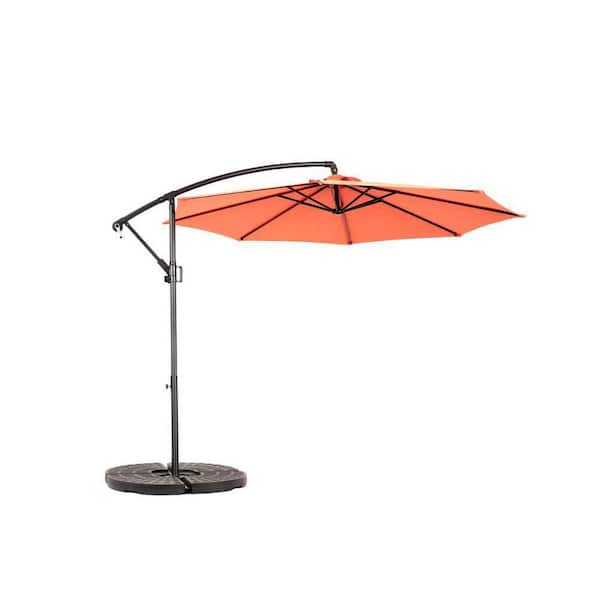 10 ft. Steel Patio Umbrella Outdoor Cantilever Umbrella Offset Umbrella in Orange for Garden Deck Pool Patio Backyard