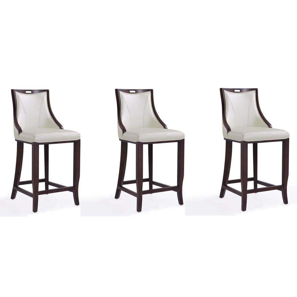 Manhattan Comfort Emperor 41 in. Pearl White and Walnut Beech Wood Bar