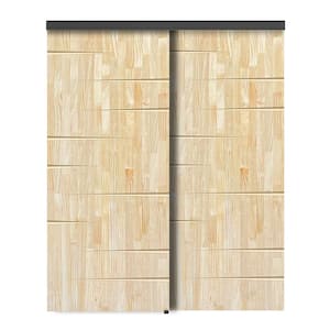 48 in. x 84 in. Hollow Core Natural Pine Wood Unfinished Interior Double Sliding Closet Doors