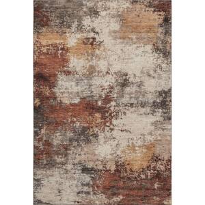 Mayfield Premium Machine Washable Abstract AMF2064 Paprika 10 ft. x 14 ft. Area Rug