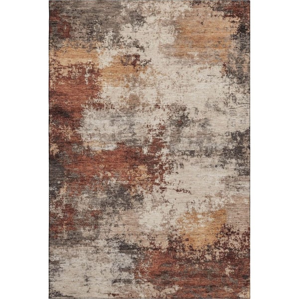 Mayfield Premium Machine Washable Abstract AMF2064 Paprika 8 ft. x 10 ft. Area Rug