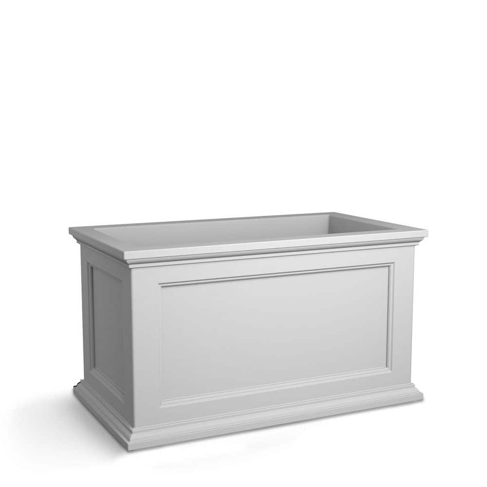 White 20x36 Polyethylene Outdoor Patio Planter with Water Reservoir