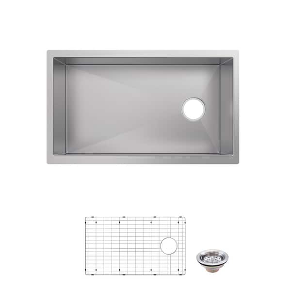 Professional Zero Radius 30 in. Undermount Single Bowl 16 Gauge Stainless Steel Kitchen Sink with Accessories