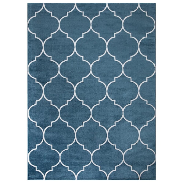 Concord Global Trading Jefferson Collection Morocco Trellis Blue 5 ft. x 7 ft. Area Rug