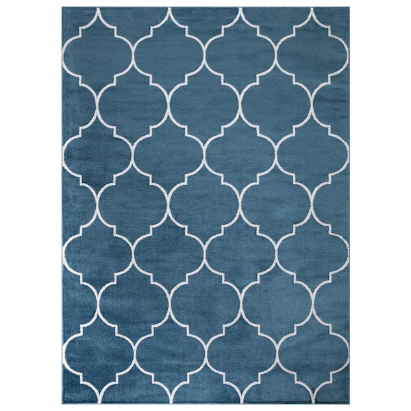 Concord Global Trading Jefferson Collection Morocco Trellis Blue 8 ft. x 10 ft. Area Rug