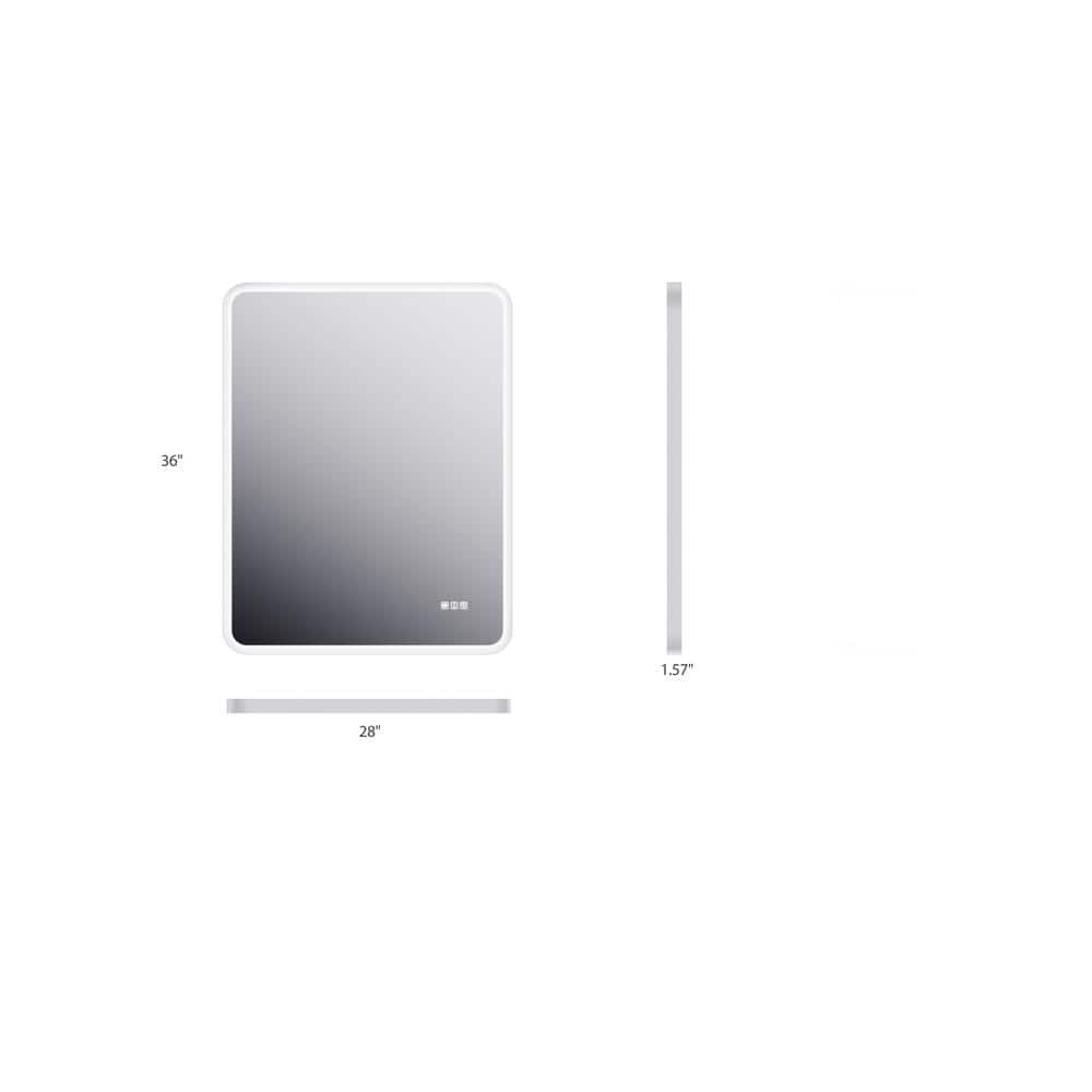 28 in. W x 36 in. H Rectangle Framless Mirror Bathroom Mirror
