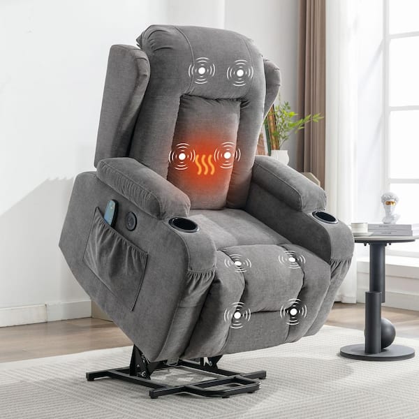 Gray Fabric Recliners Power Lift Recliner Chair Recliners for Elderly with USB