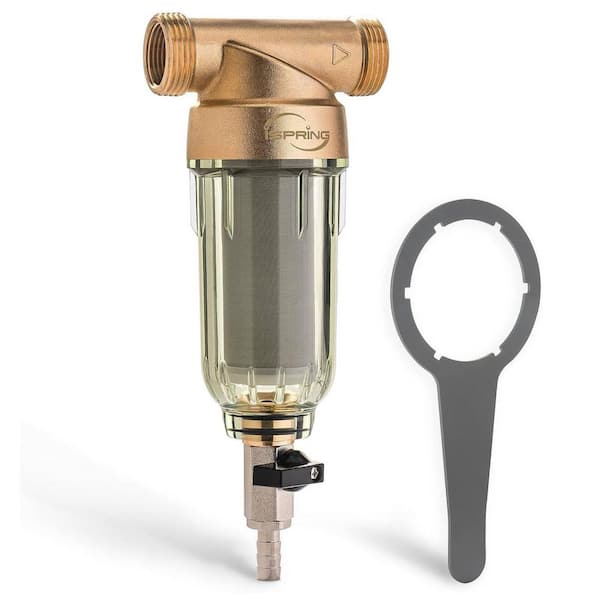 ISPRING 500-Micron Flushable and Reusable Spin Down Sediment Water Filter, 1 in. MNPT and 3/4 in. FNPT