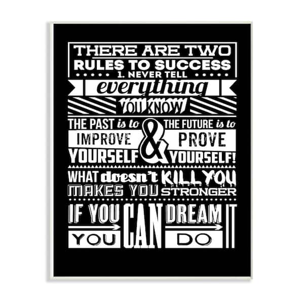 Stupell Industries 12.5 in. x 18.5 in. "Two Rules To Success Black and White Inspirational Typography" by TypeLike Wood Wall Art