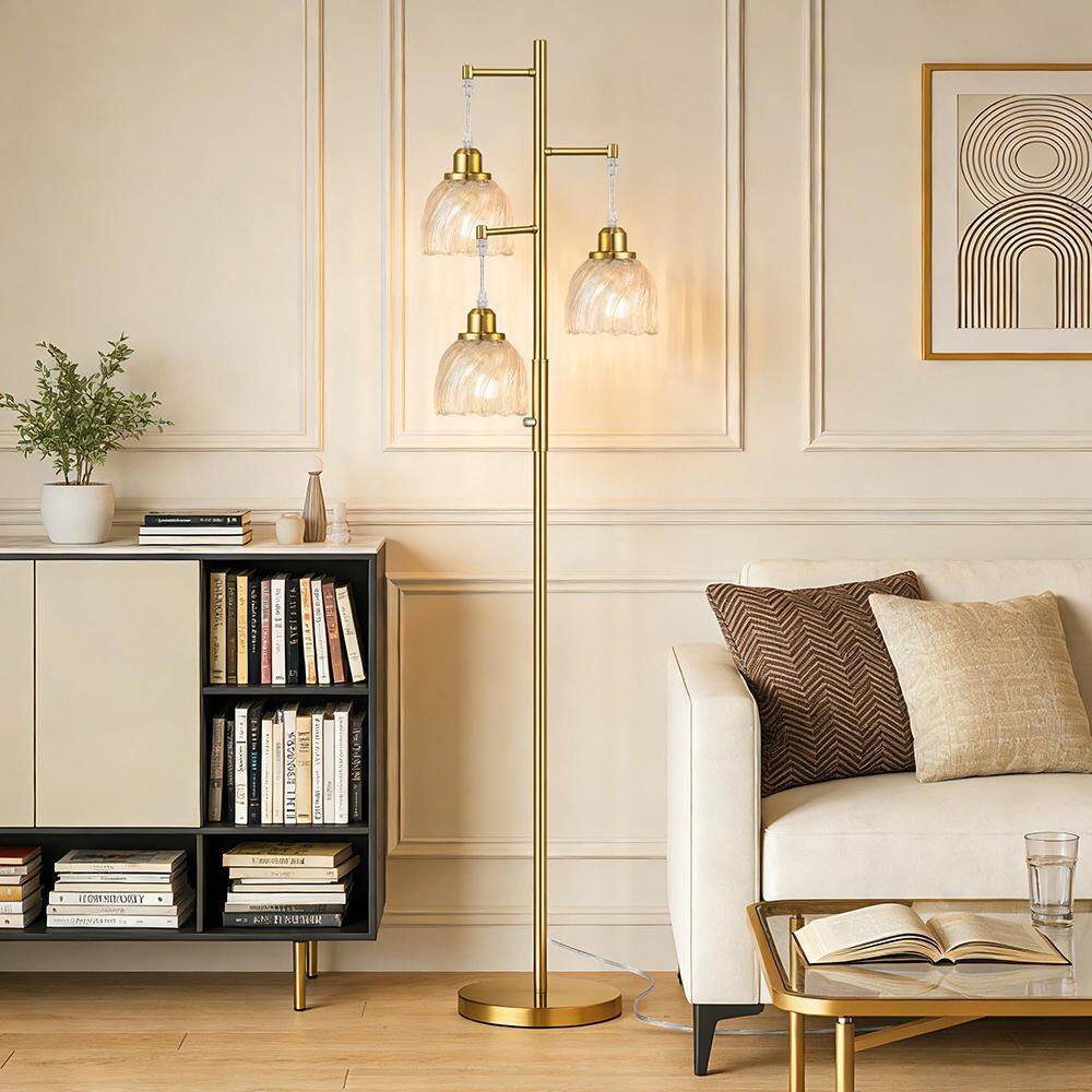 66 in. Clear 3-Light Smart Dimmable Vintage Tree Standing Column
