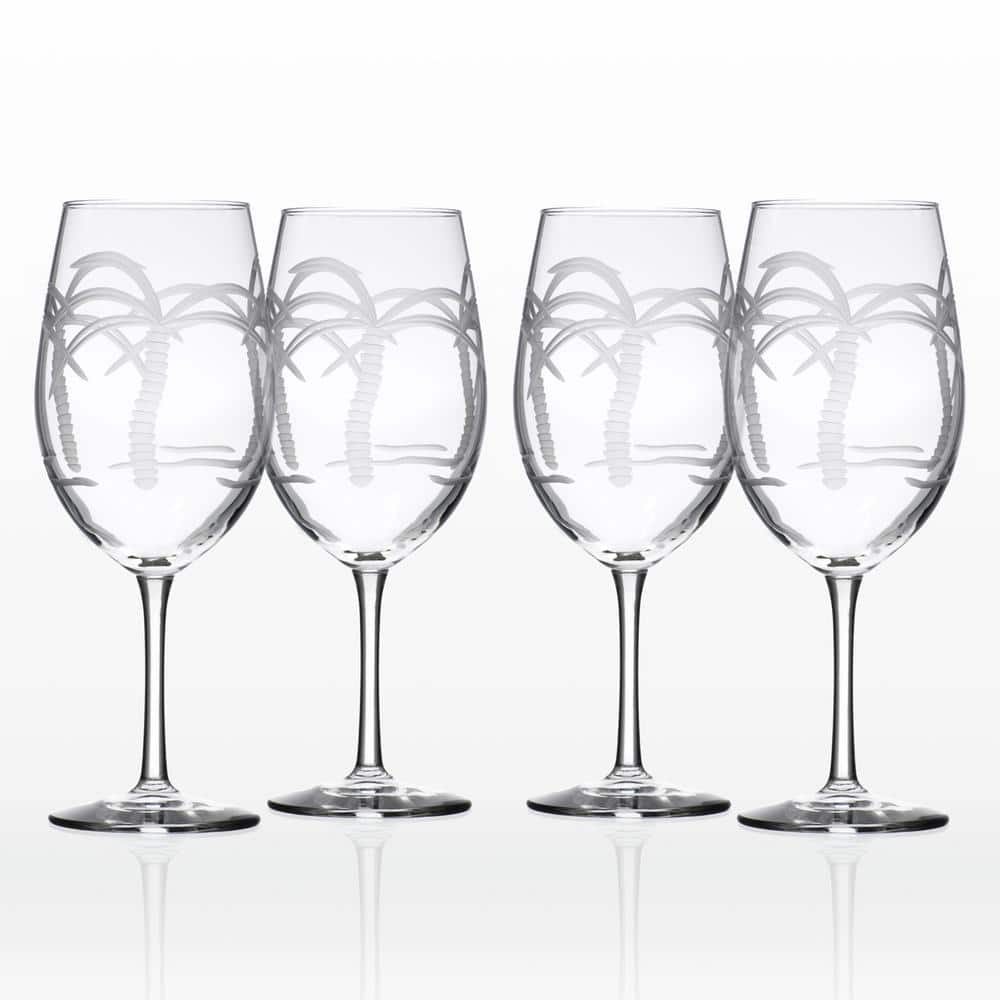 Rolf Glass Palm Tree 18 oz. Clear All Purpose Wine (Set of 4)