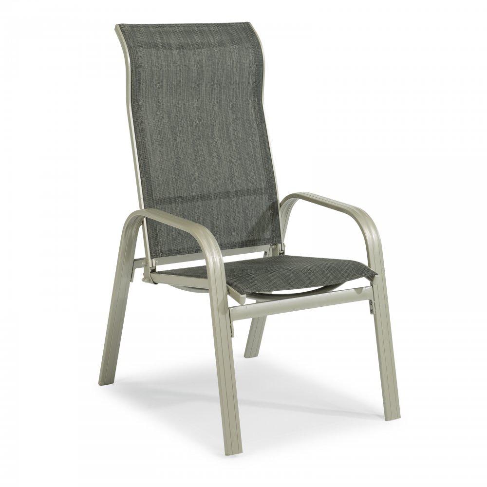 Captiva Gray Aluminum Contoured Sling Outdoor Dining Chair Pair