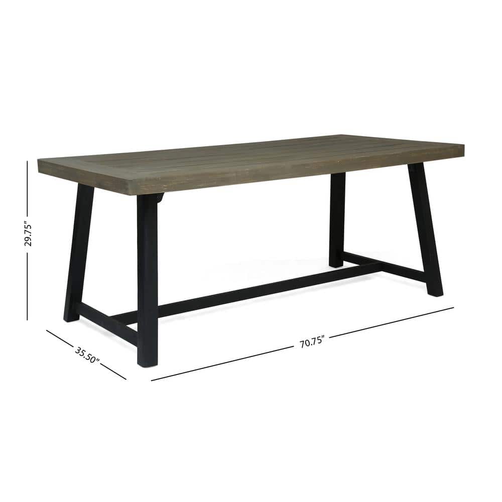 Rustic Acacia Wood Outdoor Dining Table in Sandblast Grey