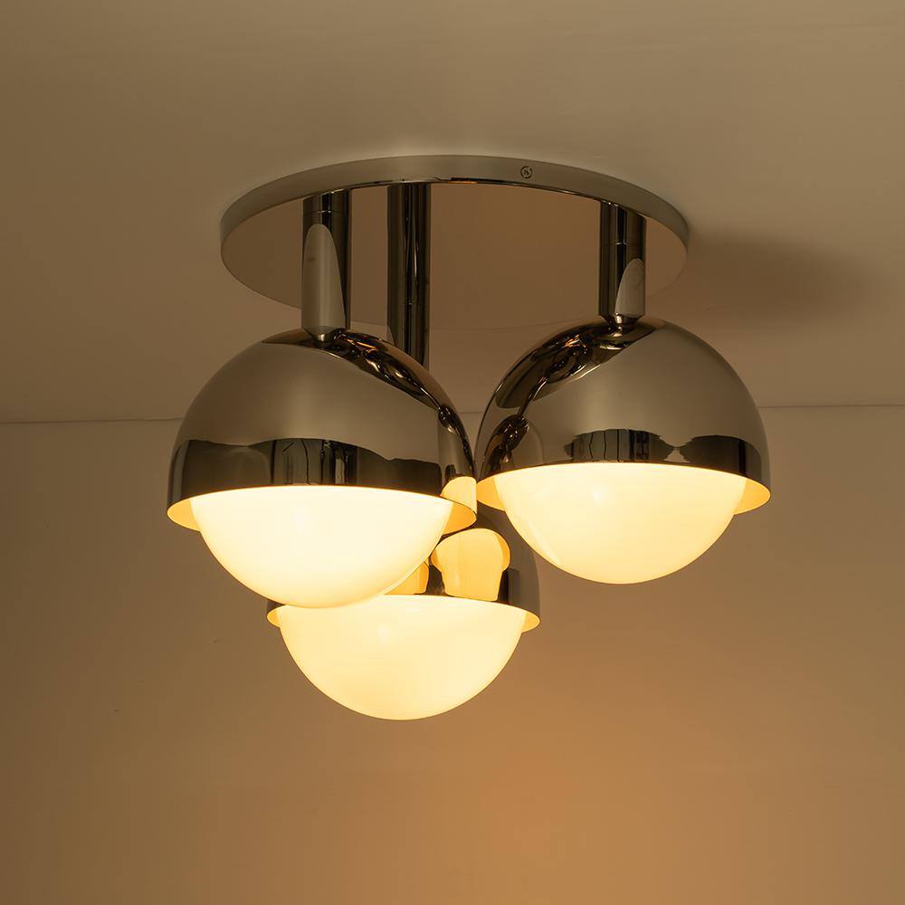 Nickel 3-Light Globe Semi Flush Mount Ceiling Fixture
