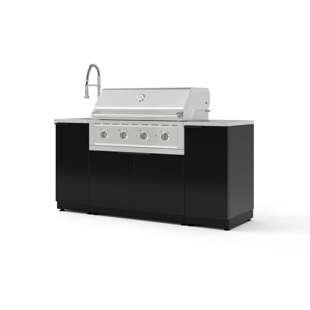 "Outdoor Kitchen 5-Piece 3-Burners Natural Gas Grill Island in Black w/40"" Performance Grill & Stainless Steel Countertop" price history on PriceWatchPro