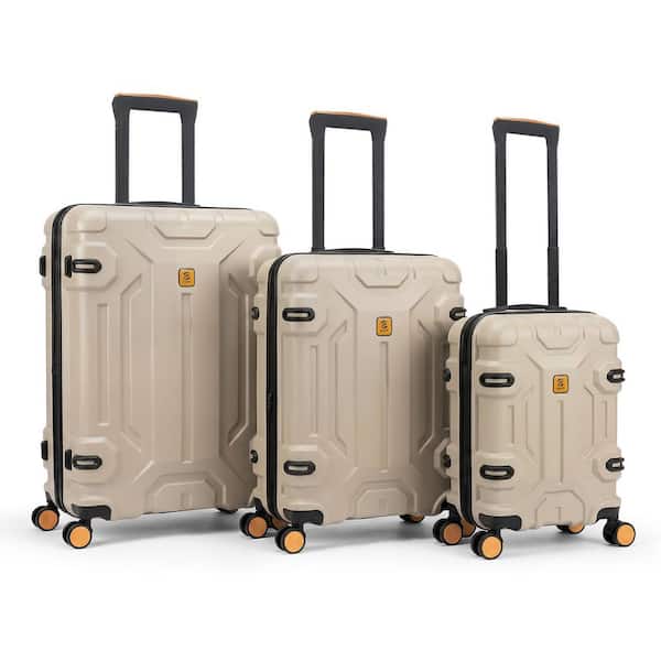 HIKOLAYAE 3 Piece Beige ABS Unbreakable Hardside Spinner Luggage