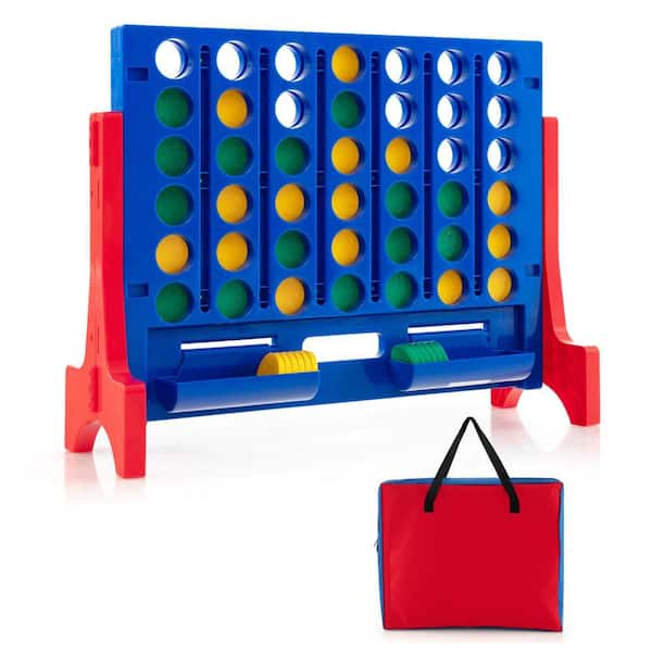 Indoor Outdoor 4-in-A-Row Game, 4-to-Score Game Set with Wall-Mounted and Freestanding Use, Red