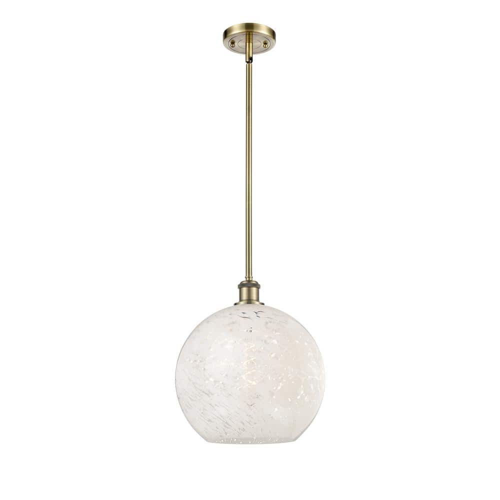 White Mouchette 100-Watt 1-Light Antique Brass Shaded Mini Pendant Light with Painted Glass Shade price history on PriceWatchPro
