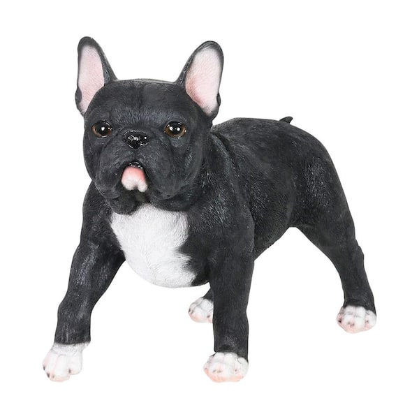 Exhart 12 in. Hand Painted Black French Bulldog Garden Statue