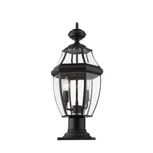 Westover 20.25 in. 2-Light Black Cast Brass Hardwired Outdoor Weather Resistant Pier Mount Light with No Bulb Included