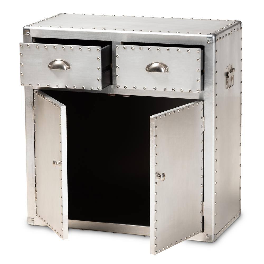 Serge Silver Metal Industrial 2-Door Storage Cabinet