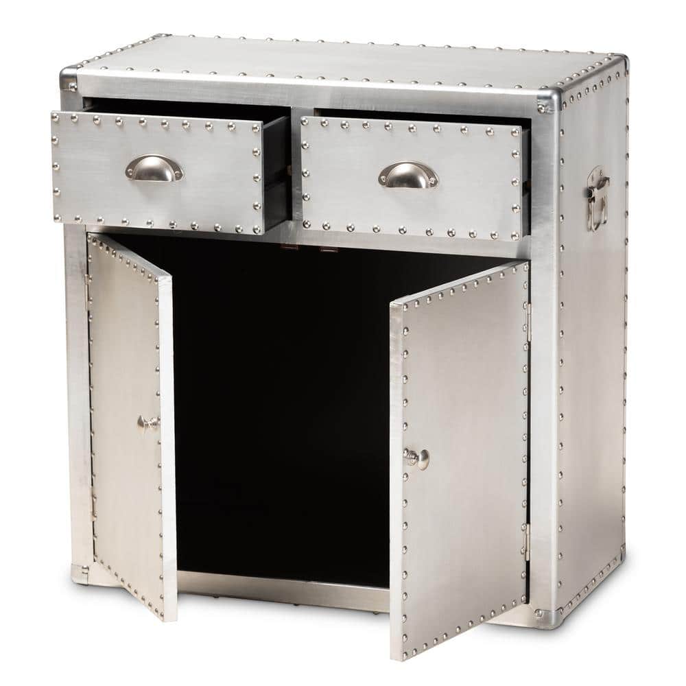 Serge Silver Metal Industrial 2-Door Storage Cabinet