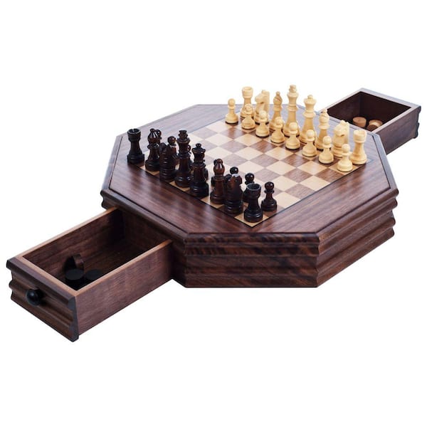 WE Games Wood French Staunton Chess & Checkers Set with 15 in. Board & –  American Chess Equipment