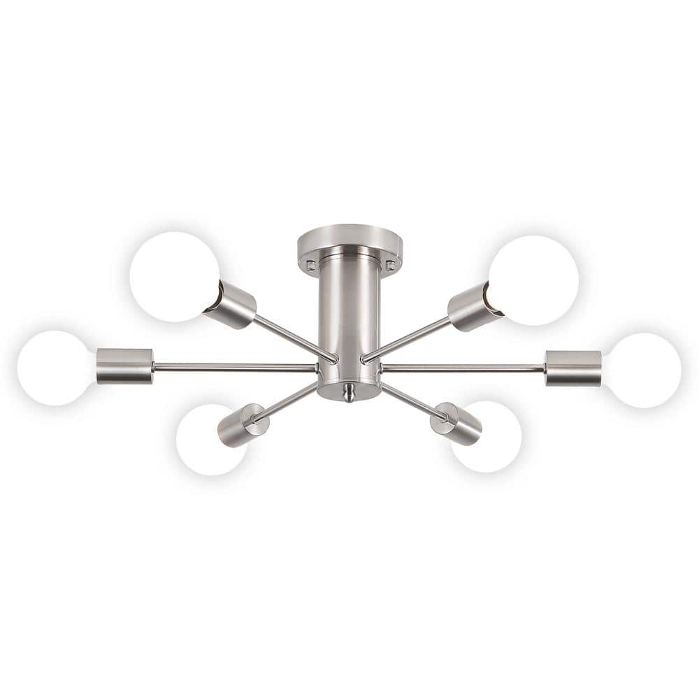 Nickel 6-Light Sputnik Linear Chandelier