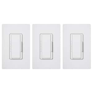 Maestro LED+ Dimmer Switch w/Wallplate for Dimmable LED Bulbs, 150W/Single-Pole or Multi-Location, White (MACL-3PKRW-WH)